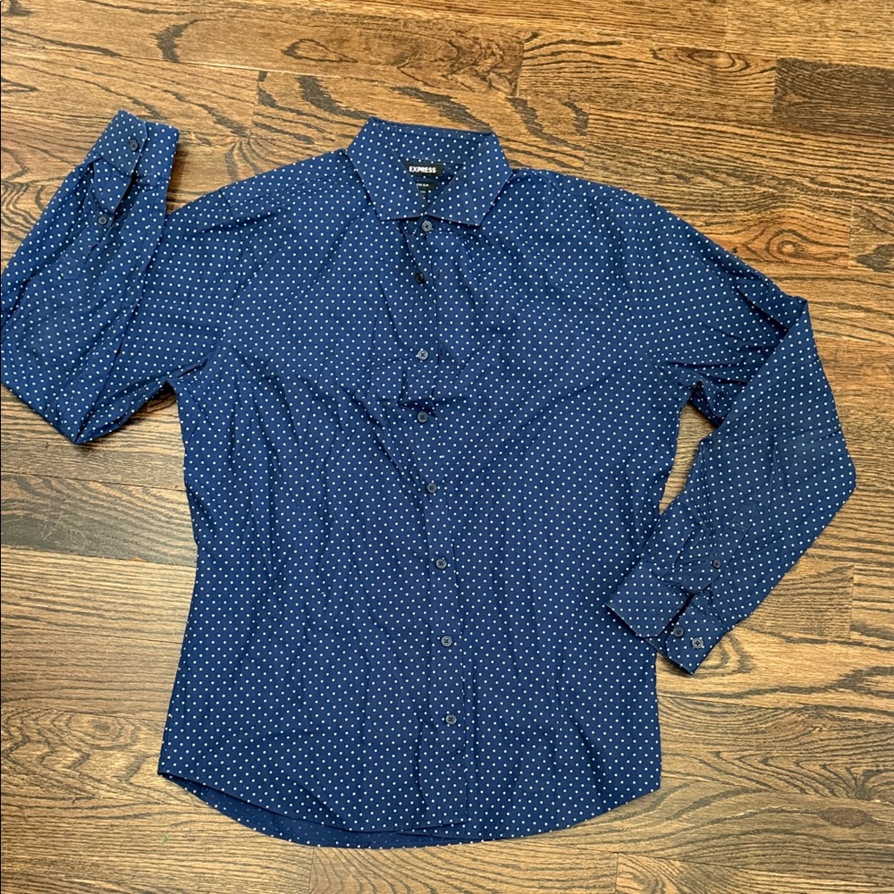 Men's Blue Polka Dot Shirt - Slim fit